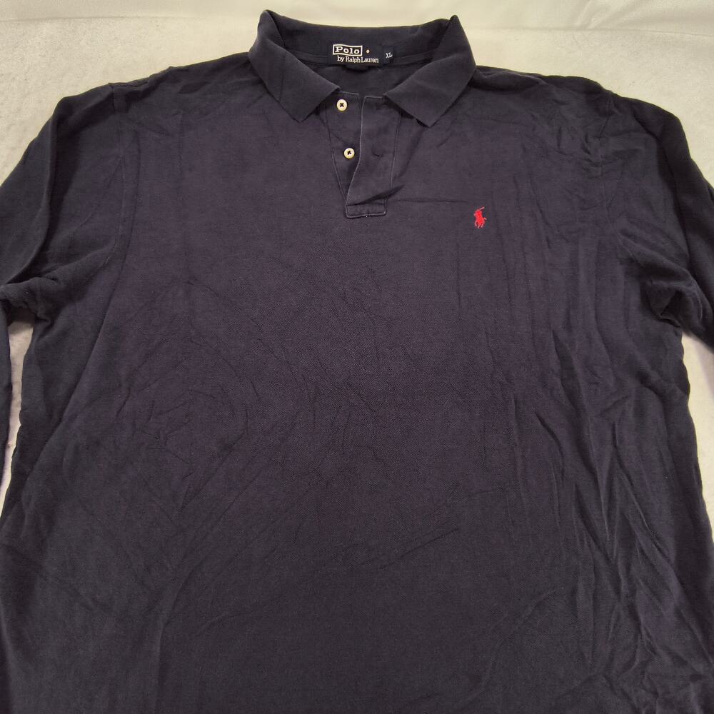 Polo by Ralph Lauren Collared Long Sleeve Polo Shirt Mens Size XL Navy Red